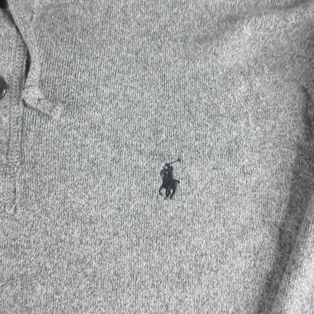 Polo Ralph Lauren Hoodie Mens L Gray Sweatshirt Pullover Button Up Pony Casual